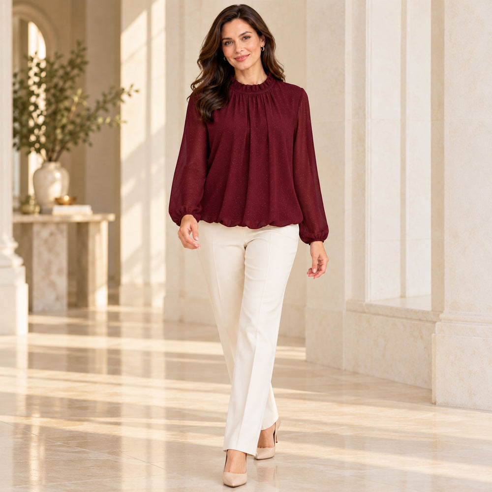 Дамска блуза с деликатни блестящи частици 7264