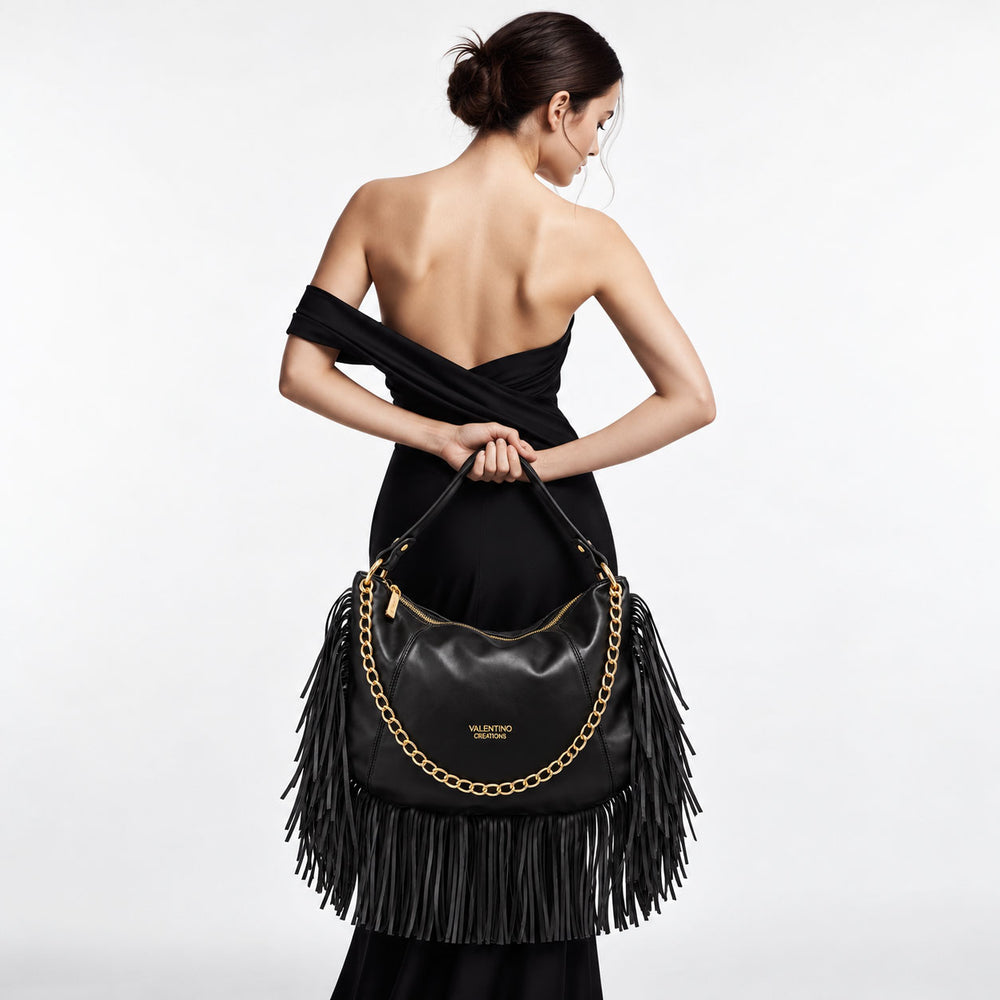 Кожена дамска чанта с ресни Valentino cr. 7087A