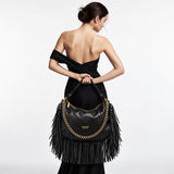 Кожена дамска чанта с ресни Valentino cr. 7087A