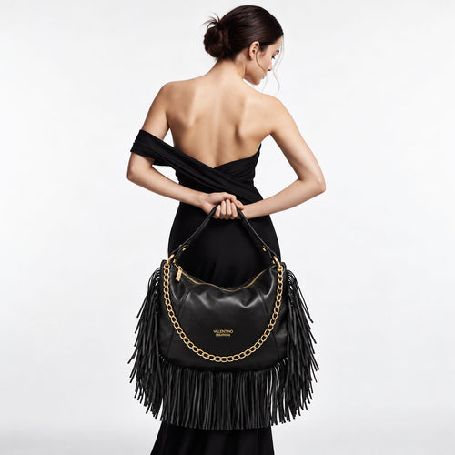 Кожена дамска чанта с ресни Valentino cr. 7087A