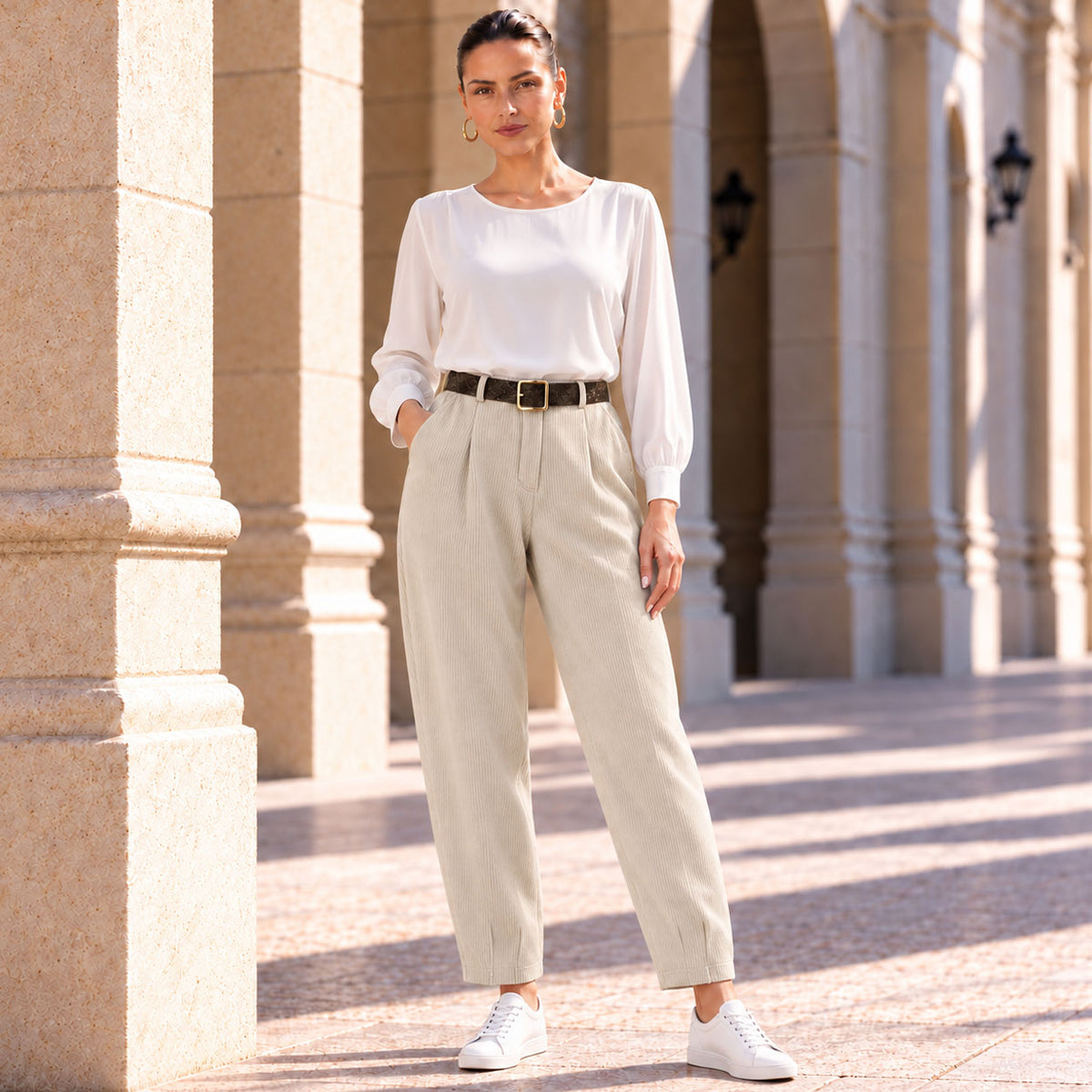 Рипсен дамски панталон с подарък колан 7290
