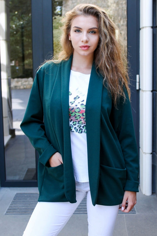 Solid-colour women's blazer with pockets
