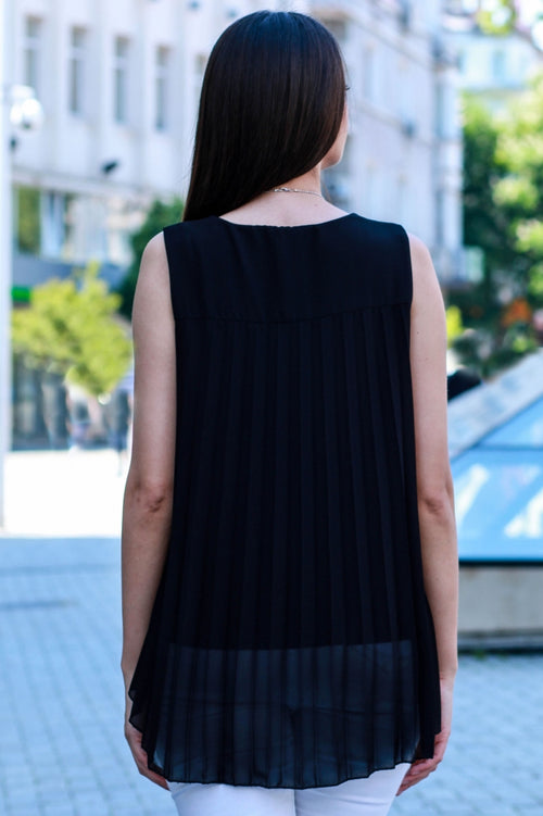 Solid-colour women's tank top pleated at the back