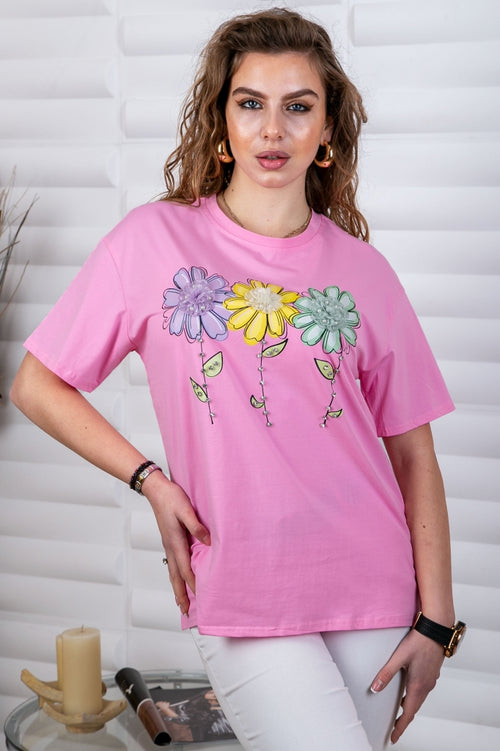 Cotton women's blouse with floral print