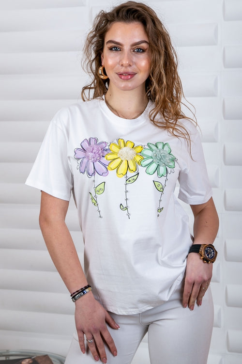 Cotton women's blouse with floral print