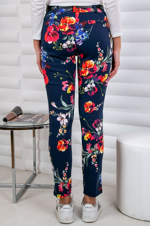 Stretch women's floral trousers