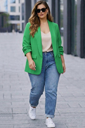 Μακρύ γυναικείο σακάκι με σούρες στα μανίκια