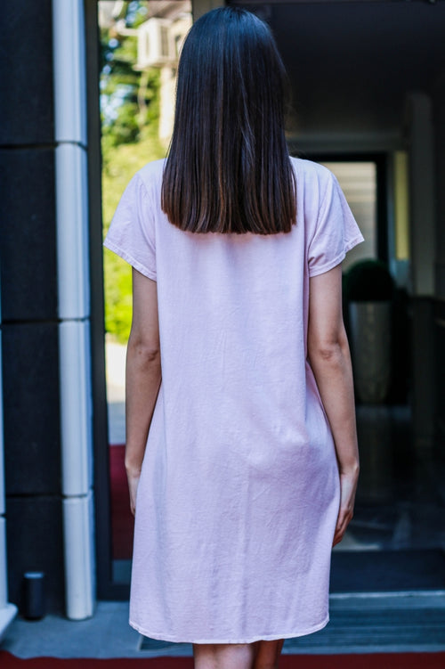 Rochie damă uni din bumbac cu accesoriu cadou