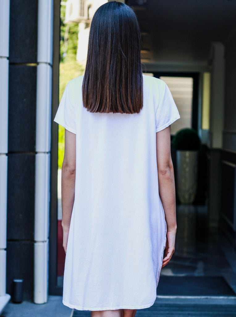 Rochie damă uni din bumbac cu accesoriu cadou