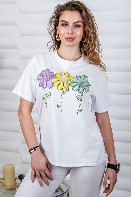Cotton women's blouse with floral print