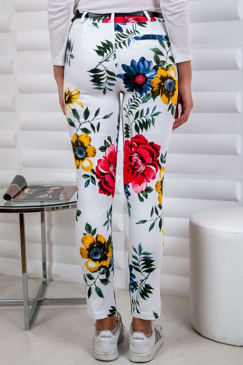 Stretch women's floral trousers