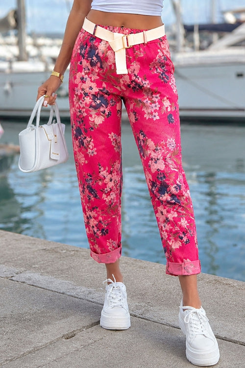 Stretch women's floral trousers