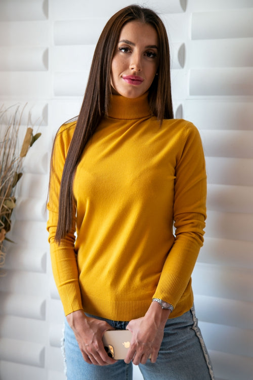 Pulover din cașmir cu guler înalt și mâneci lungi