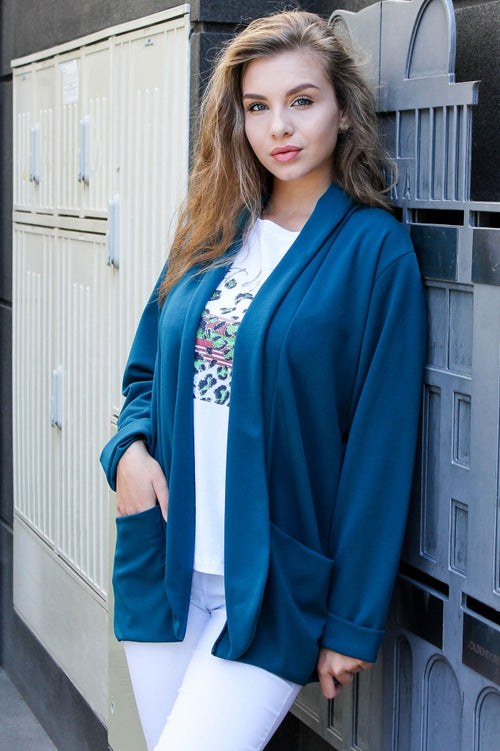 Solid-colour women's blazer with pockets