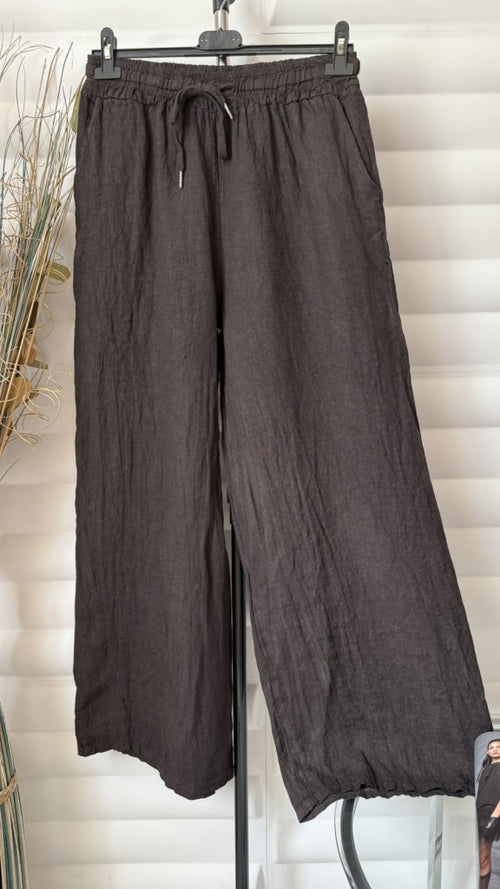 Linen women's trousers with loose-fitting legs