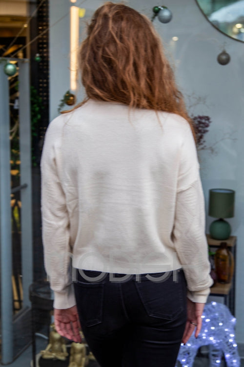 Modern cropped oversized cable-knit sweater
