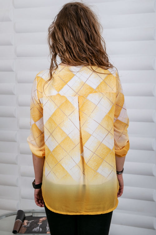 Women's blouse with large colourful checks