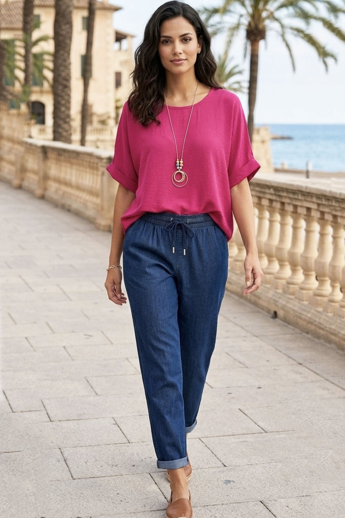Stretch solid-colour cotton women's jeans