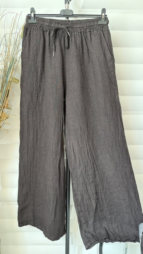 Linen women's trousers with loose-fitting legs