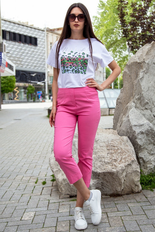 Pantaloni de damă elastici, uni, 7/8