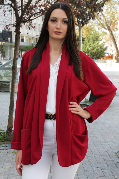 Solid-colour women's blazer with pockets