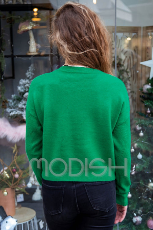 Modern cropped oversized cable-knit sweater
