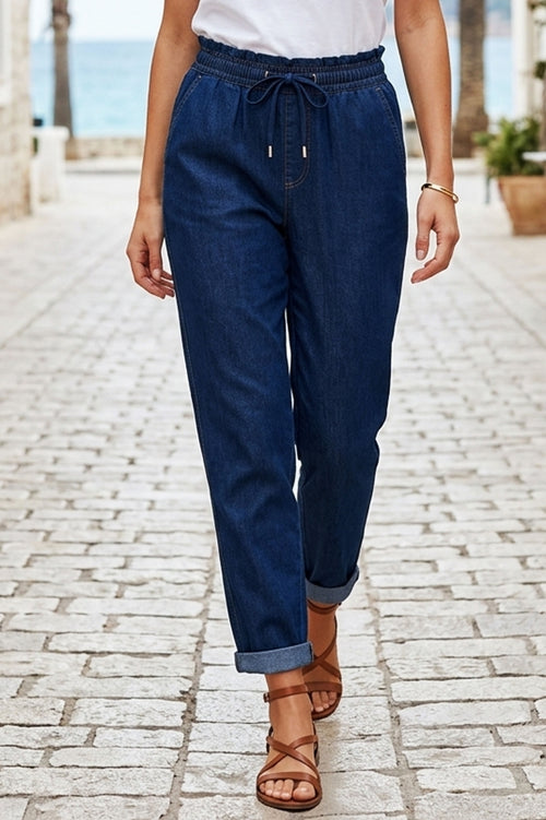 Stretch solid-colour cotton women's jeans