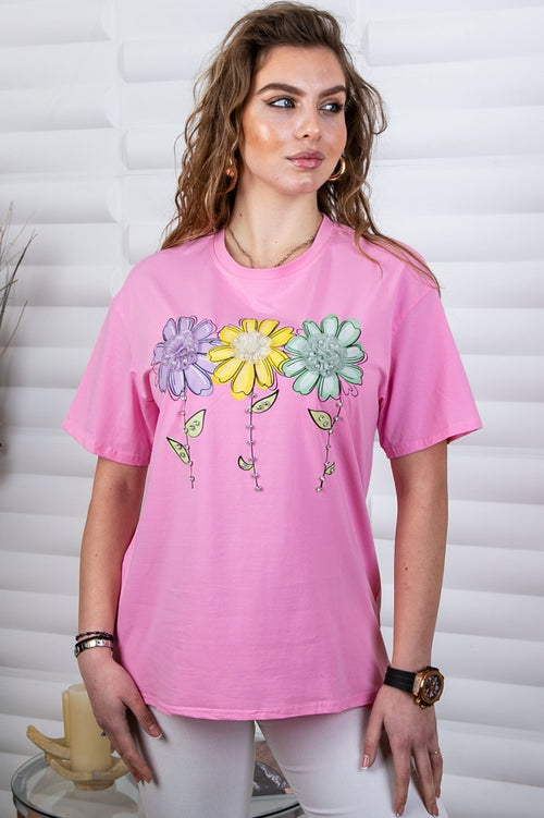 Cotton women's blouse with floral print