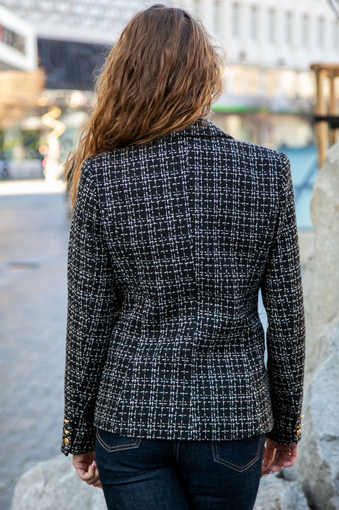 Women's cotton bouclé blazer with silver threads