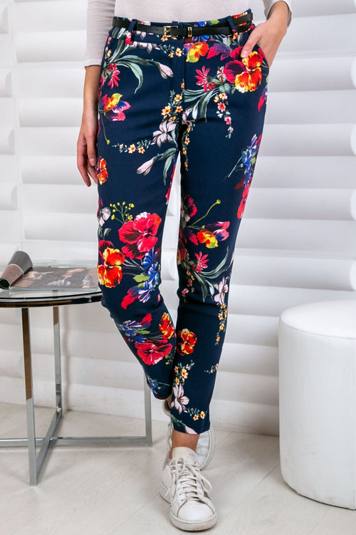 Stretch women's floral trousers