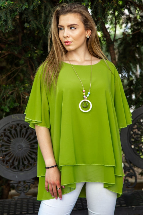 Plain plus-size women's blouse with complimentary accessory