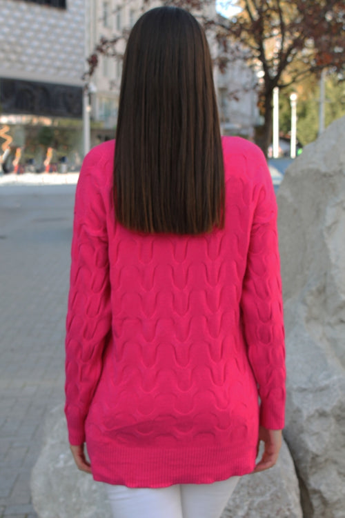 Women's turtleneck sweater with striking cable knit