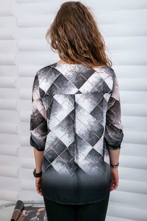 Women's blouse with large colourful checks