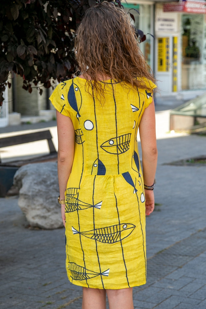 Rochie lejeră din in cu pești