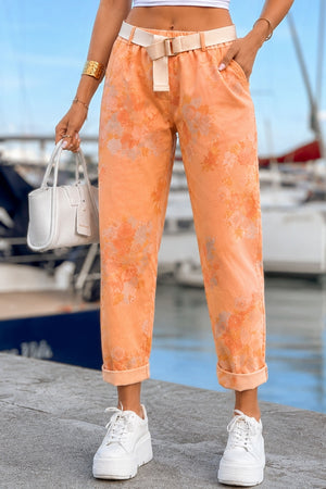 Women's floral trousers with an elasticated waist