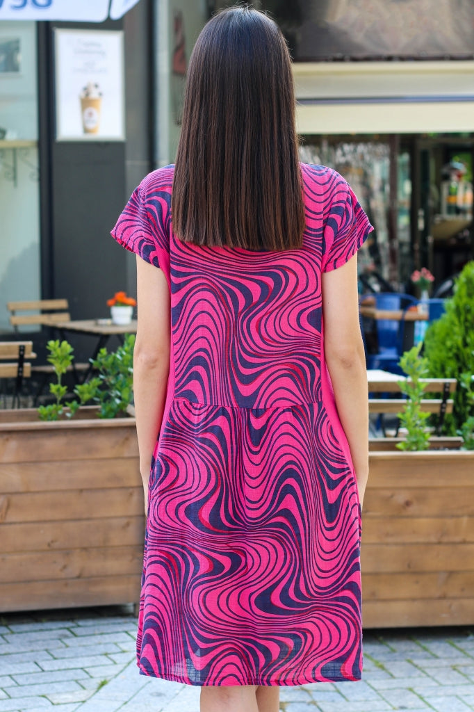 Loose cotton women's striped dress