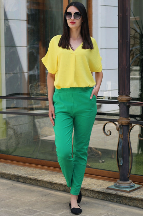 Stylish plain linen women's trousers