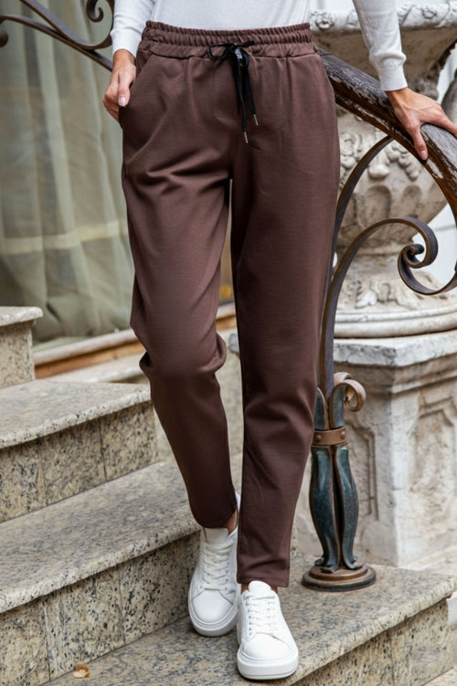 Pantaloni de iarnă de damă din bumbac cu șnururi