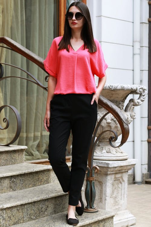 Stylish plain linen women's trousers