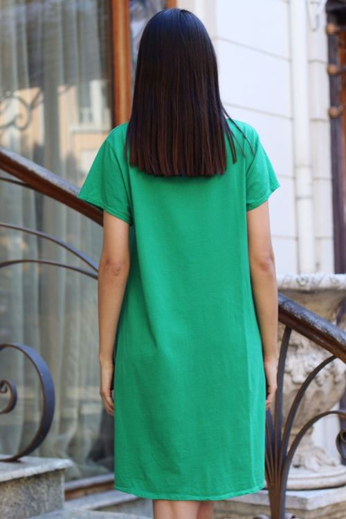 Rochie damă uni din bumbac cu accesoriu cadou