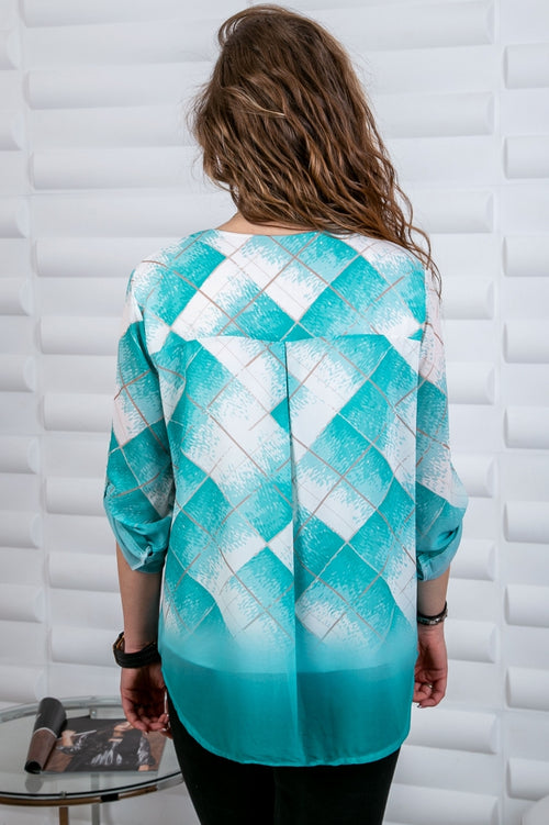 Women's blouse with large colourful checks