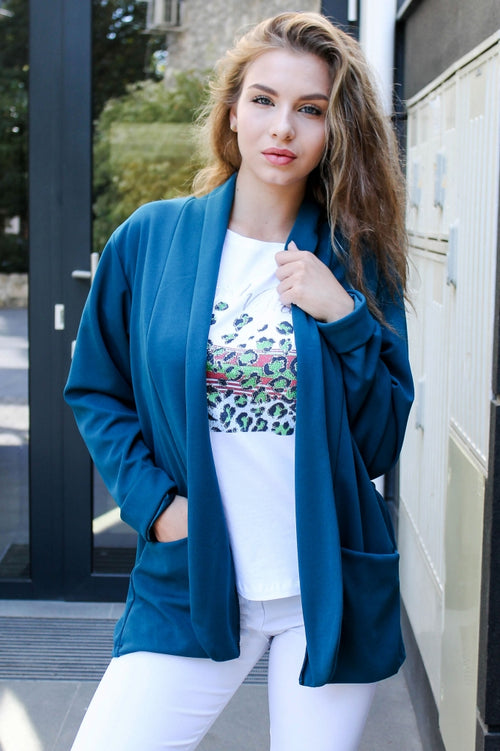 Solid-colour women's blazer with pockets